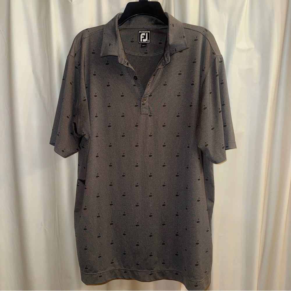FootJoy Dark Gray Polo Shirt with Pattern 18 Holes XL